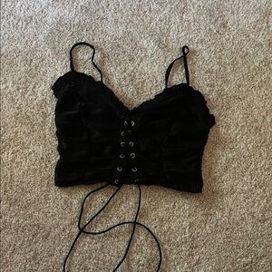 SHEIN Black Lace-Up Camisole Top